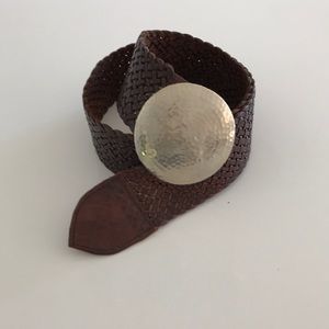 leather belt with silver buckle